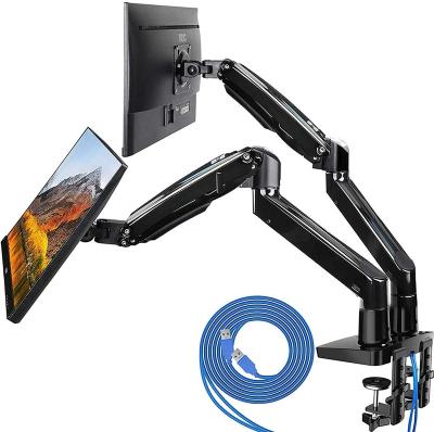 China Modern Work Desk Height Para Game Adjustable Soporte Studio Dual Led LCD Monitor Stand Riser Desktop Laptop Monitor Mount Monitor Arm for sale