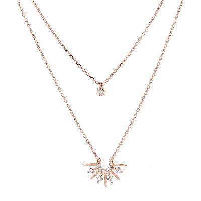 China YINSAKI 18K Rose Gold Dual Layer Necklace TRENDY Cubic Zircon 9K 10K 18K 22K 24K Gold Necklace for sale