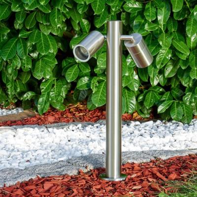 China LANDSCAPE Modern Stainless Steel 2 Cylinder Head Adjustable Bollard Light Outdoor Lamp gu10 for sale
