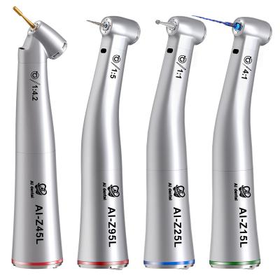 China 1:4.2/1:5/1:1/4:1 Ascending Low Speed Handpiece Metal AI-Z Series Dental Contra Angle Gear Optical LED For E-Type Electric Micromotor for sale
