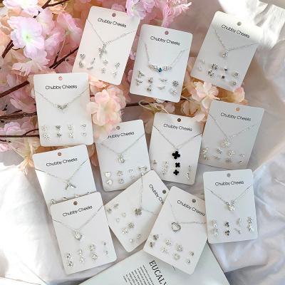 China High Quality Jewelry Set Wholesale Cheap Rhinestone Pearl Set Necklace Pendant Necklace 4 Pairs Earrings Necklaces Shape Jewelry Sets for sale