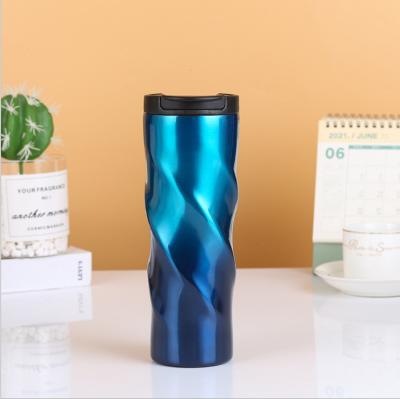 China Sustainable 304 Stainless Steel Rhombus Vacuum Flask Sports Gradient Color Car Vacuum Flask Car Exterior for sale