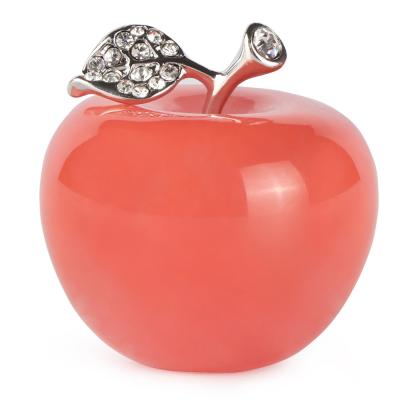 China China Cherry Quartz Gemstone Hand Carved Apple Fruit Scuplture Statue for Home Decoration or Gift for sale