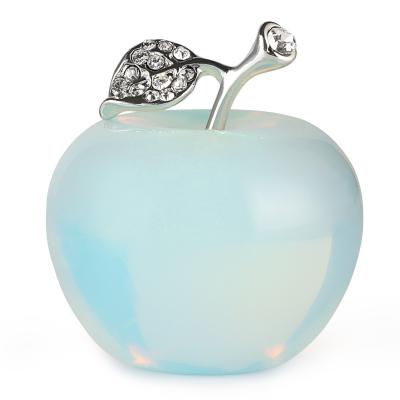 China Europe Opalite Hand Carved Gemstone Healing Crystal Apple Spirit Stone Collectible Sculpture Statue for Worry Home Decor for sale