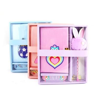 China Organizer Convenience Notebook And Writing Pen Cute Back kidsSupplies Art Stationery Gift Set for sale