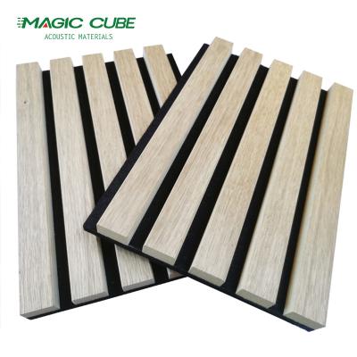 China 100% PET Akupanel Houten Slat Houten Wandpaneel Recycleerbaar Eco-vriendelijk Geluidsopname Te koop