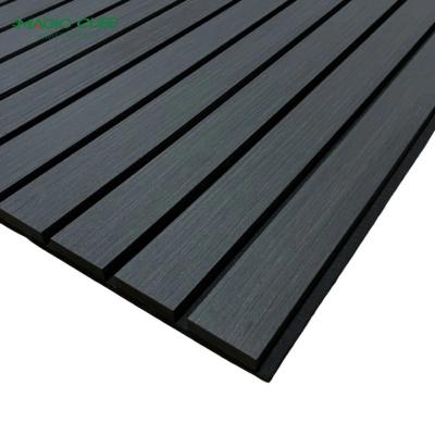 China Soundproofing Wall Coverings Black Wood Slat Wall Panel For Conference Room for sale