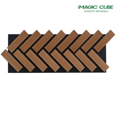 China Akupanel Walnut Wood Slat Acoustic Panels with PET-Fiber Soundproofing Board For Home for sale