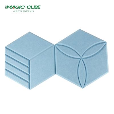 Cina Hexagon Decorative Pet Polyester Fiber Acoustic Board Con V-Groove Cutting in vendita