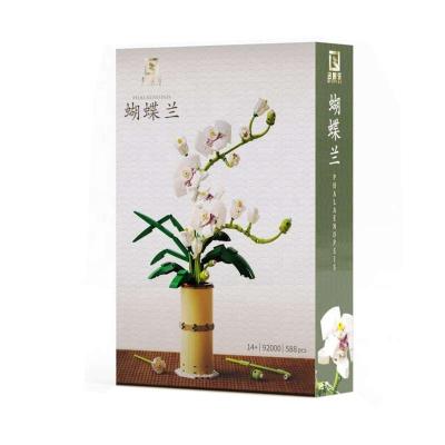China Eternal Stemedu 588PCS DIY Birthday Gift Toys Eternal Artificial Orchid Home Decoration Flower Building Block Bouquet For Children for sale