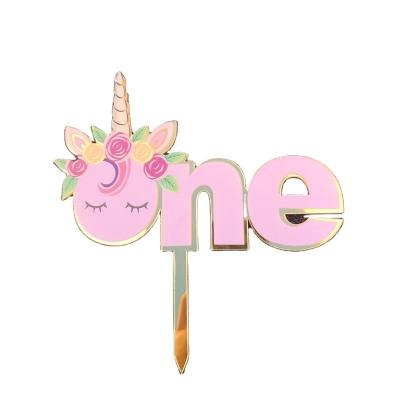 China 2022 New Style Kids Party Lovely Acrylic Cake Topper Unicorn Acrylic Cartoon for sale