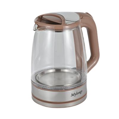 China Mylongs Base 360 Degree Rotation Blue Led 220V 2.2L Glass Electric Kettle With Handle Hotel Kettle Kitchen Kettle for sale