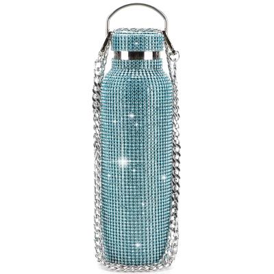 China 2022 Hot Sale Multiple Capacity Double Wall Sustainable Insulated Vacuum Water Bottle Diamond Crystal Water Bottle for sale