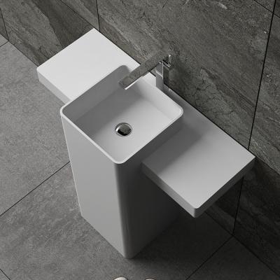 China Seamless Common High End Bathroom Sinks Standard Size Living Room Artificial Stone Wash Basin for sale