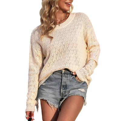 China Other Cross-border women's sweater for Summer 2022 new Amazon sweater top with crew neck hollowed-out for sale