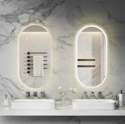 China Smart LED Bathroom Mirror with Anti-Fog Function, Time & Temperature Display, Stepless Dimming, Waterproof Design, Dual-Touch Control, 3000K~6000K Color Temperature, a Customizable Dimensions & Funct for sale