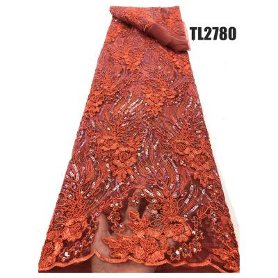 China Newest african tulle lace with sequins tulle lace fabric for the wedding party for sale