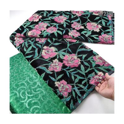China printed fabric High Quality Printed Satin Silk velvet Fabric Chiffon Fabric for African Wedding Dress for sale