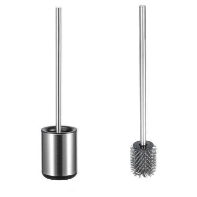 China Stainless Steel Anti Finger Print Toilet Brush for Household TPR Bathroom Cleaning for sale