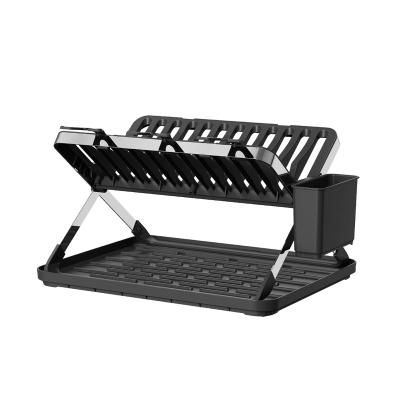 China Foldable Stainless Steel Dish Rack For Rectangle Plates for sale