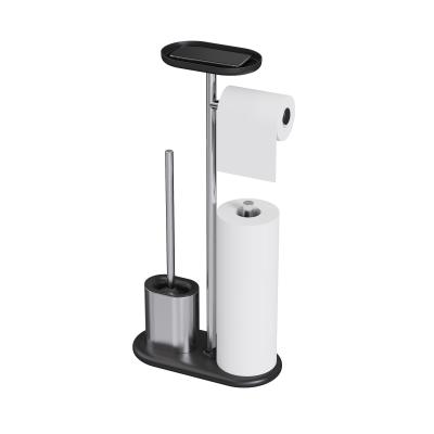 China Stainless Steel Compact Bathroom Paper Holder TPR Toilet Brush Holder SET Durable Toilet Brush Tissue Holder for sale