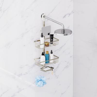 China Douchehoofdrek met spiegel Douche Caddy Hangende badkamer organisator Doucheplank voor binnen Douche Geen boorrekken Te koop