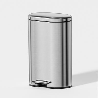 China 460 x 380 x 635 mm Soft Close Pedal Bin Stylish Oval Design Stainless Steel Trash Can for Home and Office for sale