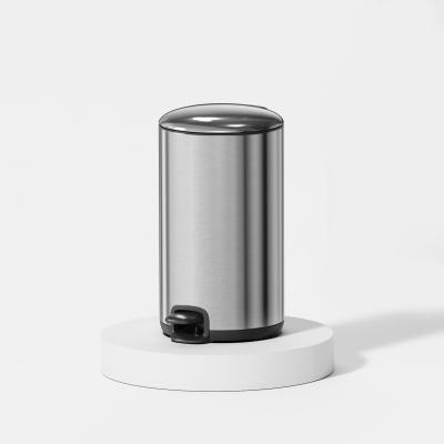 China 20L Stainless Steel Household Kitchen Thin Lid Pedal Trash Waste Bin Dustbin Soft Close Round Metal Trash Can Sustainable for sale