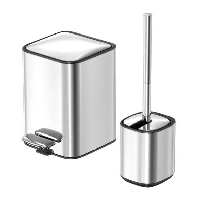 China 3L 5L Stainless Steel Bathroom Pedal Trash Can Household Waste Bin Soft Close for sale