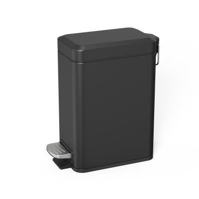 China Stainless Steel Foot Pedal Trash Bin 5L Rectangular with Soft Close Lid for sale