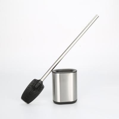 China Powder Coating TPR Toilet Cleaning Brush With Holder Freestanding Custom Logo for sale