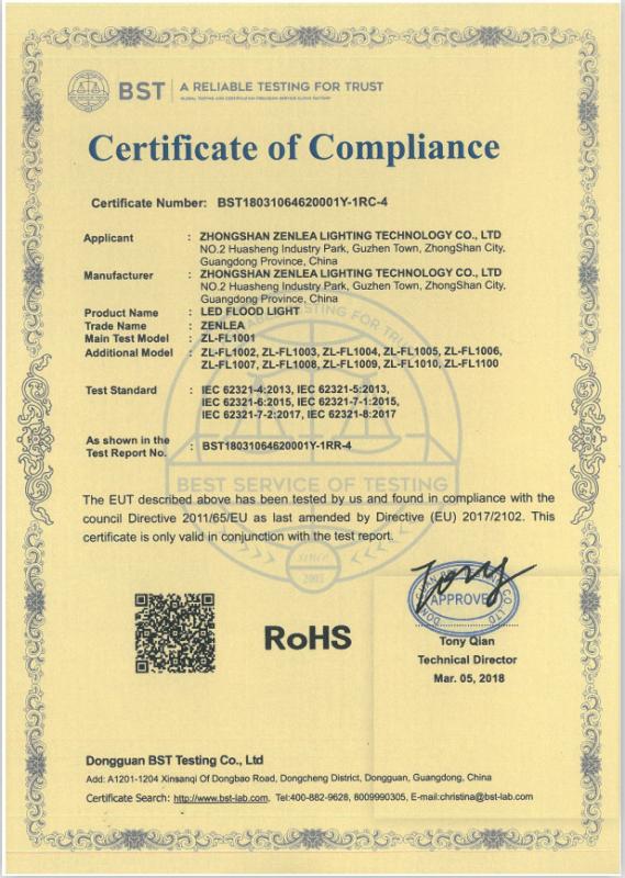 RoHS - Zhongshan Zenlea Lighting Technology Co., Ltd.