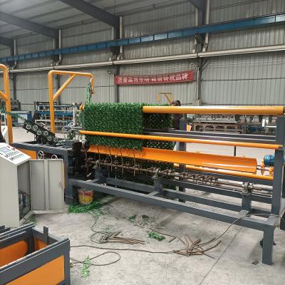 China Building Material Shops Double Wire Feeding Grass Wall Lawn Decoration Wire Mesh Chain Link Fence Machine Full Automatic High Speed Factory Price for sale