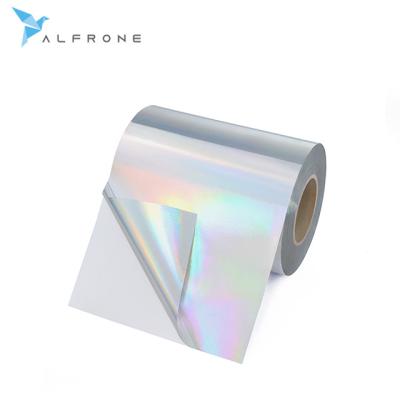 China Holographic Self Adhesive PET Laser Printing Holographic Film Sticker Label Material Silver Custom Size Waterproof Jumbo Roll for sale