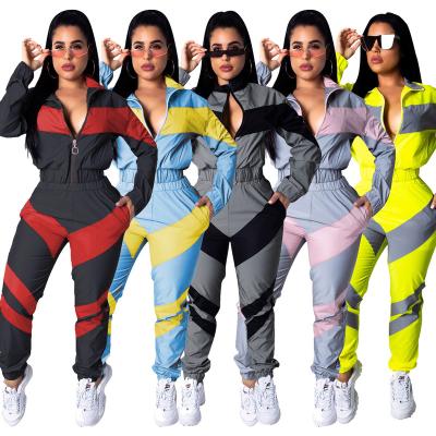 China QUICK DRY hot women's top and pants clothing two color stitching long sleeve sports sets for sale