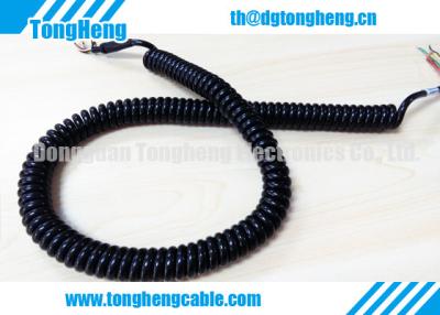China Glossy Black PUR Jacket Customized Retractable Spring Cable High Resilience Force for sale