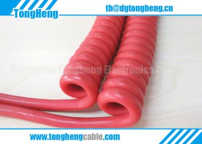 China Red Colour TPU Sheathed Customized Equipment Curly Cord Cable for sale