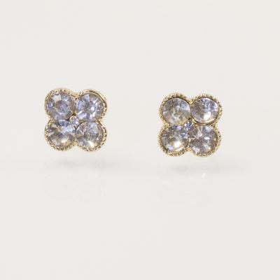 China CLASSIC Full Crystal Clover Stud Earrings Womens Girls Jewelry Gift for sale