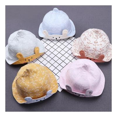 China Wholesale High Quality Summer Fashion Dobby Custom Embroidered Animal Fitted Hat With Ears Boy Girl Baby Bucket Hats For Kids for sale