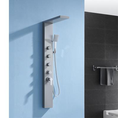China Without Slide Bar hotaqi Brushed 304 Stainless Steel Jets shower massage wall shower panel for bathroom for sale
