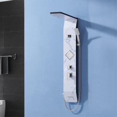 China Without Slide Bar hotaqi classic slate white Waterfall Spa Jets smart shower wall panel shower panel with temperature display for sale