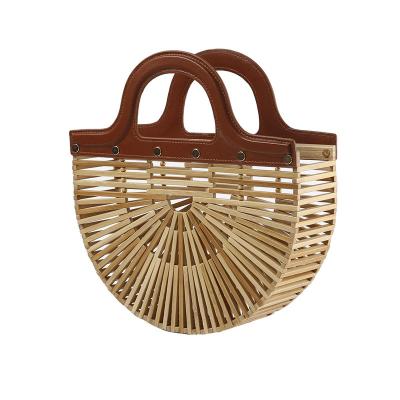 China PORTABLE Elegant Female Fashion Premium Quality Tote Bags Ladies Holiday Straw Bamboo Bamboo Woven Straw Beach Customize Handbags for sale
