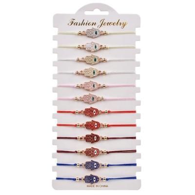 China 12pcs/Sets BOHEMIA &Bangles Fatima Hand Braided Bracelets for Yoga Adjustable Anklets Chain Women Kid Rope Handmade Jewelry for sale