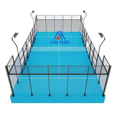 China 12mm Tempered Glass Padel Tennis Court artificial grass padel frame type padel tennis court China tennis court material Playground equipment for sale
