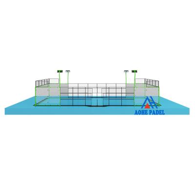 China 12mm Tempered Glass Sports Court Equipment 150mm corner column Padel Court Outdoor Sport Court for sale