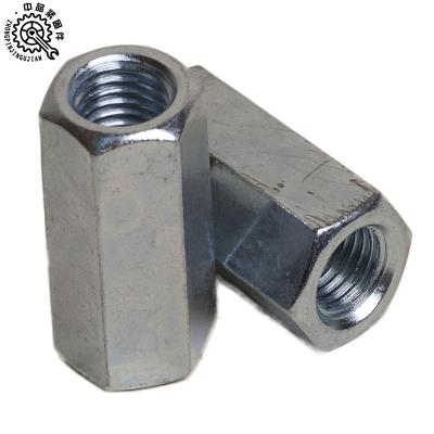 China 6334 Long Din Carbon Steel Nut Long Hexagon Coupling Nuts White Galvanized Factory Supplier for sale