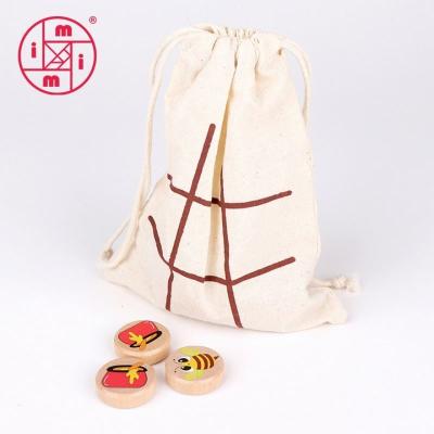 China Children Toys and games Hot Sale Games to Go Wooden Tic Tac Toe with cloth bag OX Games travel for sale