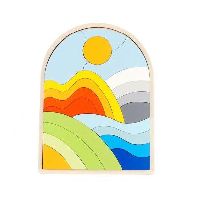 China DIY TOY Factory coloring Puzzle Game Wooden Puzzle Pattern Block Geometric Shapes Match box Tangram jigsaw Puzzle Wooden Toys for sale