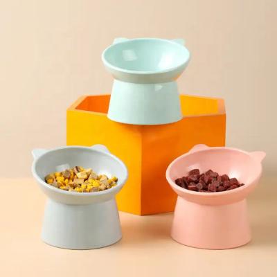 China Sustainable Pet Food Bowl High Bottom Neck Protector Anti-choking Dog and Cat Water Bowl Anti-dumping Dog Feeding Supplies for sale
