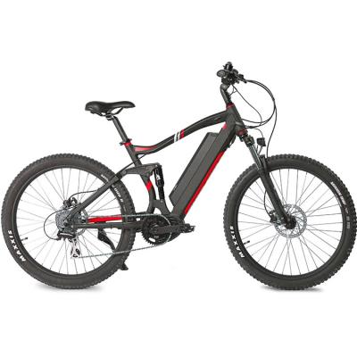 China 26 Inch 26 Inch Electric Bicycle Mid Adult Electric Bicycle 350w Mid Drive Multi-Mount Mtb 9 Speed Full Suspension Bike Disc Brake for sale